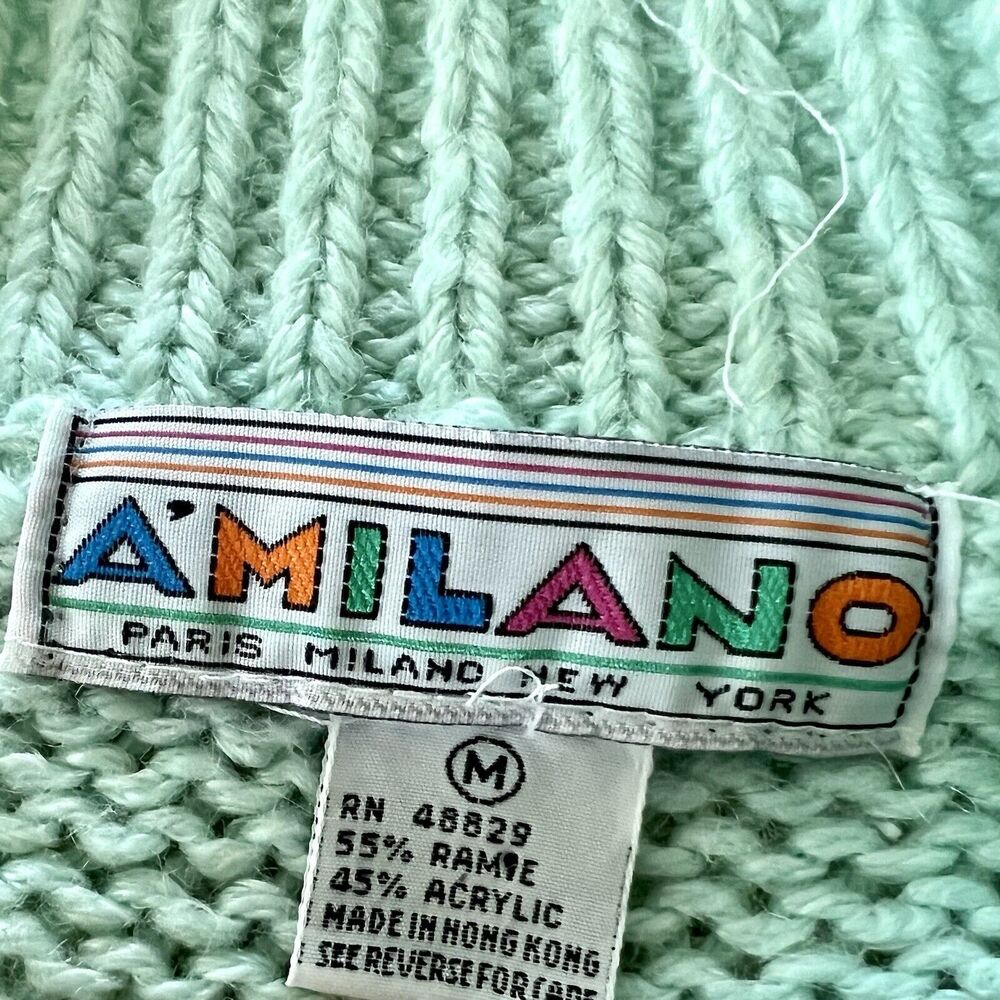 Amilano Vintage Paris Baby Blue Sweater Top Womens Medium Chunky Long Sleeve - Picture 11 of 14
